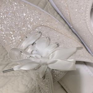 Kate Spade White Glitter Keds. Womens. Size 8. Worn ONCE!